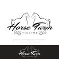 Two horses silhouette logo design vintage farm in western countryside