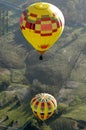 Two hot air balloon above each other in Temecula, California. Royalty Free Stock Photo