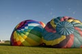 Two hot air balloons inflating on the ground Royalty Free Stock Photo