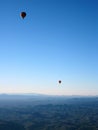 Two hot air balloons at sunset shot from sky 1 Royalty Free Stock Photo