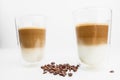 Hot Coffee Drinks With Milk With Coffee Beans Royalty Free Stock Photo