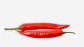 Two hot red chili peppers on a white isolated background Royalty Free Stock Photo