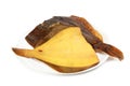 Two hot smoked flatfish on plate Royalty Free Stock Photo