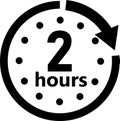 Two hour arrow icon on white background. 2 hours sign. timer symbol. flat style