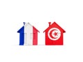 Two houses with flags of France and tunisia