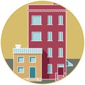 Two Houses line vector illustration