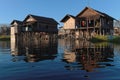 Two houses on piles of Inle Lake