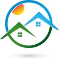 Two houses, roofs, real estate logo Royalty Free Stock Photo