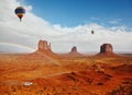 Two huge balloons flies over Red Desert