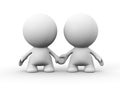 Two human characters in white holding hands Royalty Free Stock Photo