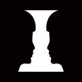 Two human faces silhouette or vase. Optical illusion