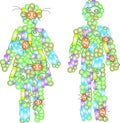 Two human figures shaped out of microorganisms