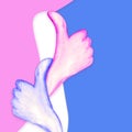 Two human hands.Illustration of , lifestyle and gender concept, diversity - equality.Abstract background concept gender