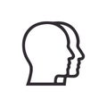 Two human head profiles outlined in a simple and modern vector graphic design Royalty Free Stock Photo