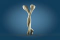 Two human thigh bones hugging each other. Osteoporosis world day or retirement age and health or love your bones concept. 3D
