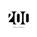 Two hundred anniversary, minimalistic logo. Two-hundredth years, 200th jubilee, greeting card. Birthday invitation. 200