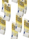 Two hundred euro bill collage isolated on white Royalty Free Stock Photo
