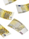 Two hundred euro bill collage isolated on white Royalty Free Stock Photo