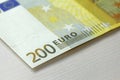 Two Hundred Euros. 200 Euro With One Note. 200 Euro Royalty Free Stock Photo