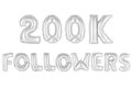 Two hundred thousand followers, chrome grey color