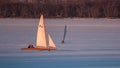 Two Ice Boats Sailing on Lake Pepin Royalty Free Stock Photo