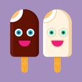 Two ice creams smiled cartoons Royalty Free Stock Photo
