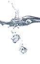 Two ice cubes dropped into the water Royalty Free Stock Photo