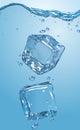Two ice cubes dropped into water. EPS10
