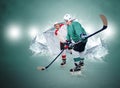 Two ice hockey players with ice cubes background Royalty Free Stock Photo