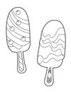 Two Iced Berry Ice Creams on a Stick coloring page Royalty Free Stock Photo