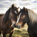 two icelandic horses kiss each other Royalty Free Stock Photo