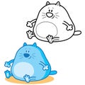 Two icons fat cat. Contour and color Royalty Free Stock Photo