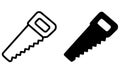 Saw illustration icon, outline and silhouette versions Royalty Free Stock Photo