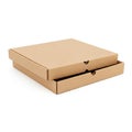 Two Stacked Cardboard Pizza Boxes on a White Background packaging food Royalty Free Stock Photo