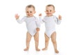 Two identical twins on a white isolated background Royalty Free Stock Photo