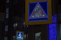 Two illuminated road sign pedestrian crossing Royalty Free Stock Photo