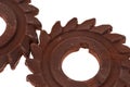 Two incredible rusty chocolate gears Royalty Free Stock Photo