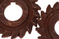 Two incredible rusty chocolate gears Royalty Free Stock Photo
