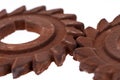 Two incredible rusty chocolate gears Royalty Free Stock Photo