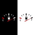 Two indicators of fuel on black and white backgrounds full gauge Royalty Free Stock Photo
