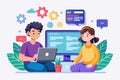 Two individuals collaborating on a coding project in a pair programming session, discussing code in front of a computer, Pair Royalty Free Stock Photo