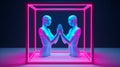 Two individuals examining their reflection in a mirror. Generative ai