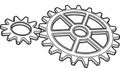 Two Industrial Gears in a 3D Outline Style for Tech Concepts, vector design Generative AI Royalty Free Stock Photo