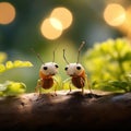 Two insects are sitting on a branch, AI Royalty Free Stock Photo