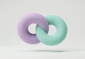 Two interconnected doughnut-shaped rings float against a white background. One ring Royalty Free Stock Photo