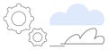 Cloud Technology Concept with Gears and Abstract Cloud Graphic Royalty Free Stock Photo