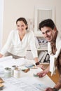 Two interior designer working at office Royalty Free Stock Photo