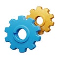 Two interlocking gears blue and gold symbolizing teamwork industry and mechanical engineering principles Royalty Free Stock Photo