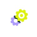 Settings Icon With Interlocking Gears In Flat Vector Illustration Symbolizing Configuration, Customization, And System