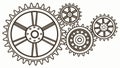 Two Interlocking Gears Outline Vector, vector design Generative AI Royalty Free Stock Photo